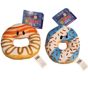 NWT Bears vs Donuts Blue Choco Sprinks & Bacon Frosted White Beanie Plushies (2)